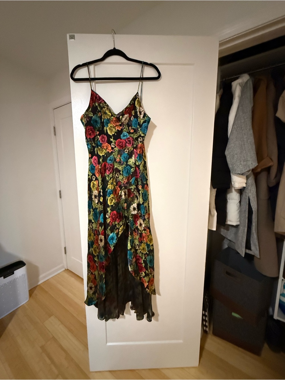 Alice + Olivia Christina midnight flower high low dress